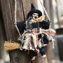 Halloween Retro Witch Ornaments Broom Ghost Hang Up Props Halloween House Decoration Festive Party Supplies Halloween Pendant(Black)