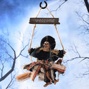 Halloween Retro Witch Ornaments Broom Ghost Hang Up Props Halloween House Decoration Festive Party Supplies Halloween Pendant(Black)