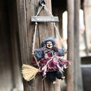 Halloween Retro Witch Ornaments Broom Ghost Hang Up Props Halloween House Decoration Festive Party Supplies Halloween Pendant (Grey)