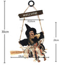 Halloween Retro Witch Ornaments Broom Ghost Hang Up Props Halloween House Decoration Festive Party Supplies Halloween Pendant (Grey)