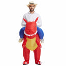 Operated Inflatable Dinosaur Fancy Polyester Dress Halloween Party Costume for Adult, Recommended Height: 1.6-1.9m(Red)