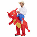 Operated Inflatable Dinosaur Fancy Polyester Dress Halloween Party Costume for Adult, Recommended Height: 1.6-1.9m(Red)