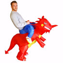 Operated Inflatable Dinosaur Fancy Polyester Dress Halloween Party Costume for Adult, Recommended Height: 1.6-1.9m(Red)