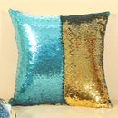 DIY Two Tone Glitter Sequins Throw Pillow Case Reversible Sequin Magical Color Changing Pillow Cover, Size: 40*40cm(Blue+Gold)