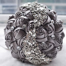 Wedding Holding Flowers Bridal Bouquet Accessories Bridesmaid Rhinestone Party Wedding Decoration Supplies(Grey)