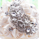Wedding Holding Flowers Bridal Bouquet Accessories Bridesmaid Rhinestone Party Wedding Decoration Supplies(Red)