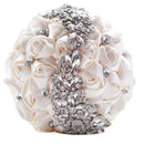 Wedding Holding Flowers Bridal Bouquet Accessories Bridesmaid Rhinestone Party Wedding Decoration Supplies(White)
