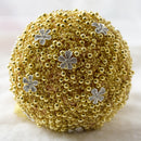 Wedding Holding Pearl Flowers Bridal Bouquet Accessories Bridesmaid Rhinestone Party Wedding Decoration Supplies, Diameter: 20cm(Gold)