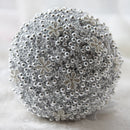 Wedding Holding Pearl Flowers Bridal Bouquet Accessories Bridesmaid Rhinestone Party Wedding Decoration Supplies, Diameter: 20cm(Silver)