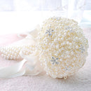 Wedding Holding Pearl Flowers Bridal Bouquet Accessories Bridesmaid Rhinestone Party Wedding Decoration Supplies, Diameter: 20cm(Silver)