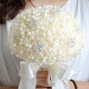 Wedding Holding Pearl Flowers Bridal Bouquet Accessories Bridesmaid Rhinestone Party Wedding Decoration Supplies, Diameter: 20cm(Silver)