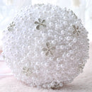 Wedding Holding Pearl Flowers Bridal Bouquet Accessories Bridesmaid Rhinestone Party Wedding Decoration Supplies, Diameter: 20cm(White)