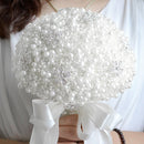 Wedding Holding Pearl Flowers Bridal Bouquet Accessories Bridesmaid Rhinestone Party Wedding Decoration Supplies, Diameter: 20cm(White)