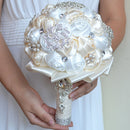 Wedding Holding Pearl Diamond Flowers Bridal Bouquet Accessories Bridesmaid Rhinestone Party Wedding Decoration Supplies, Diameter: 20cm(Grey)