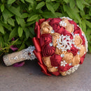 Wedding Holding Pearl Diamond Flowers Bridal Bouquet Accessories Bridesmaid Rhinestone Party Wedding Decoration Supplies, Diameter: 20cm(Red)