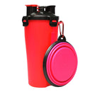 Pet Outdoor Portable Dual-use Water and Food Cup with A Folding Bowl (Red)