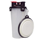 Pet Outdoor Portable Dual-use Water and Food Cup with A Folding Bowl (Transparent)
