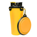 Pet Outdoor Portable Dual-use Water and Food Cup with A Folding Bowl (Yellow)
