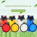Pet Outdoor Portable Dual-use Water and Food Cup with A Folding Bowl (Transparent)