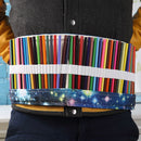 36 Slots Cosmic Galaxy Print Pen Bag Canvas Pencil Wrap Curtain Roll Up Pencil Case Stationery Pouch