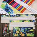 36 Slots Van Gogh Oil Painting Print Pen Bag Canvas Pencil Wrap Curtain Roll Up Pencil Case Stationery Pouch