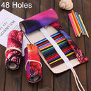 48 Slots Sunset Tree Print Pen Bag Canvas Pencil Wrap Curtain Roll Up Pencil Case Stationery Pouch