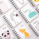 10 PCS Cartoon Print Pocket-size Coil Memo Pad Notes Bookmark School Office Supply, Random Style Delivery