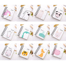 10 PCS Cartoon Print Pocket-size Coil Memo Pad Notes Bookmark School Office Supply, Random Style Delivery