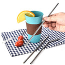 4 PCS Reusable Stainless Steel Drinking Straws + 1 x Cleaner Brush Set Kit