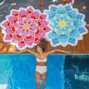 Polygon Gorgeous Tassel Lotus Summer Bath Towel Sand Beach Towel Shawl Scarf Yoga Mat, Size: 150 x 150cm(Blue)