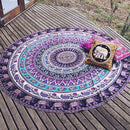Printed Elephant and Flower Pattern Round Summer Bath Towel Sand Beach Towel Shawl Scarf, Size: 150 x 150cm