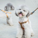 Pet Dog Collar + Harness + Leash Three Sets, S, Harness Chest Size: 34-50cm, Collar Neck Size: 24-35cm, Pet Weight: 8kg Below(Coffee)