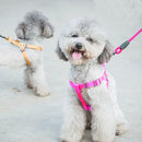 Pet Dog Collar + Harness + Leash Three Sets, S, Harness Chest Size: 34-50cm, Collar Neck Size: 24-35cm, Pet Weight: 8kg Below(Magenta)