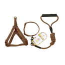 Pet Dog Collar + Harness + Leash Three Sets, M, Harness Chest Size: 43-67cm, Collar Neck Size: 33-52cm, Pet Weight: 15kg Below (Coffee)