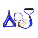 Pet Dog Collar + Harness + Leash Three Sets, M, Harness Chest Size: 43-67cm, Collar Neck Size: 33-52cm, Pet Weight: 15kg Below (Dark Blue)
