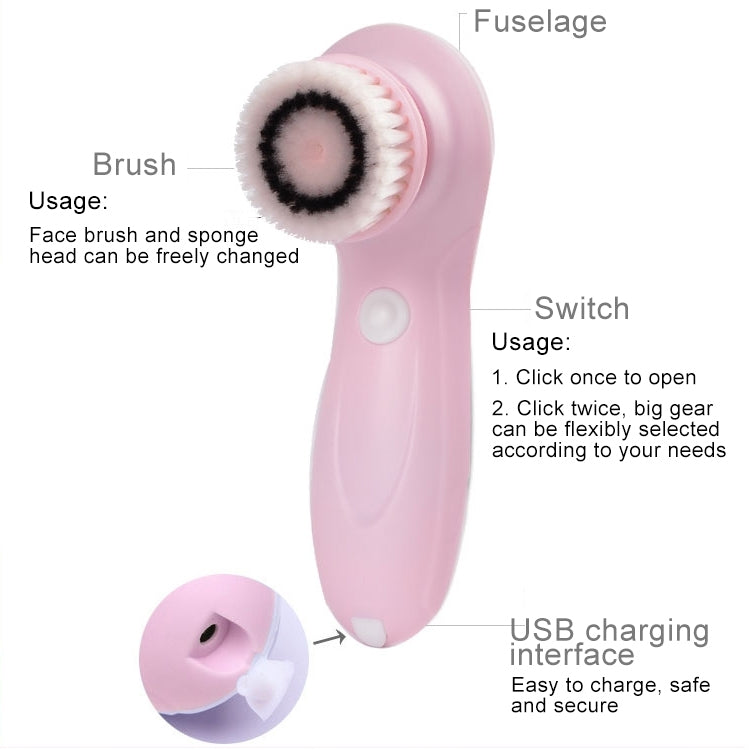 1.2W USB Charging Electronic Cleaning Face Beauty Instrument Pores Nose Blackhead Facial Cleansing Brush(Purple)
