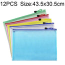 12 PCS Zipper Plastic Mesh Stationery Bag, Random Color Delivery (A3, Size: 43.5x30.5cm)