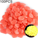 100 PCS Glow in The Dark Garden Pebbles for Walkways & Decoration and Plants Luminous Stones(Watermelon Red)
