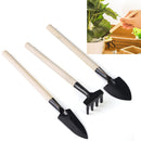 Rake Shovel Digging Trowel 3 in 1 Wooden Handle Metal Head Mini Garden Plant Tool Gardening Tool