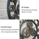 Retro Wooden Round Single-sided Gear Clock Arabic Number Wall Clock, Diameter: 30cm (Gold)