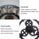 Retro Wooden Round Single-sided Gear Clock Arabic Number Wall Clock, Diameter: 30cm (Gold)