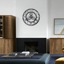 Retro Wooden Round Single-sided Gear Clock Arabic Number Wall Clock, Diameter: 30cm (Gold)