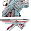 Rhinestone PU Soft Breathable Dog Harness Pet Vest Dog Chest Strap Leash Dog Collar, Size: M (Black)