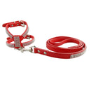 Rhinestone PU Soft Breathable Dog Harness Pet Vest Dog Chest Strap Leash Dog Collar, Size: M (Red)