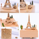 Eiffel Tower Shape Home Decor Originality Wooden Musical Boxes