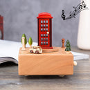 Telephone Booth Shape Home Decor Originality Wooden Musical Boxes
