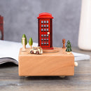 Telephone Booth Shape Home Decor Originality Wooden Musical Boxes