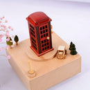 Telephone Booth Shape Home Decor Originality Wooden Musical Boxes