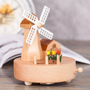 Windmill Shape Home Decor Originality Wooden Musical Boxes