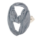 Women Solid Winter Infinity Scarf Pocket Loop Zipper Pocket Scarves (Dark Gray)